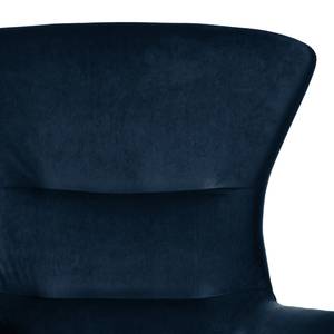 Fauteuil HEPBURN met kruisvoet fluweel - Velours Shyla: Donkerblauw - Chroomkleurig glanzend