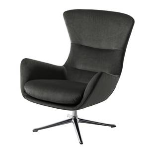 Fauteuil Hepburn III Velours - Aluminium - Tissu Shyla Vert de gris - Velours Shyla: Vert de gris - Chrome brillant