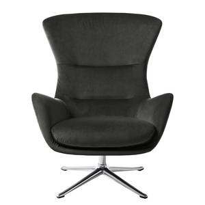 Fauteuil HEPBURN met kruisvoet fluweel - Velours Shyla: Rookgroen - Chroomkleurig glanzend