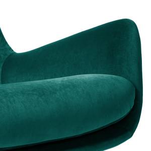 Fauteuil Hepburn III fluweel - Velours Shyla: Petrolblauw - Chroomkleurig glanzend