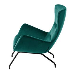 Fauteuil Hepburn III fluweel - Velours Shyla: Petrolblauw - Zwart