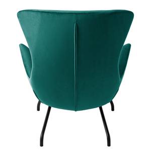 Fauteuil Hepburn III fluweel - Velours Shyla: Petrolblauw - Zwart