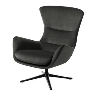 Fauteuil Hepburn III Velours - Noir - Tissu Shyla Vert de gris - Velours Shyla: Vert de gris - Noir