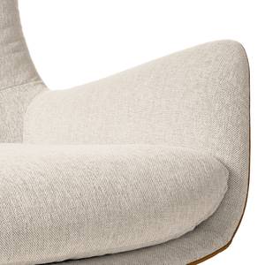 Fauteuil HEPBURN met kruisvoet geweven stof/echt leer - Stof Saia / Leer Neka: Beige / Cognackleurig - Chroomkleurig glanzend