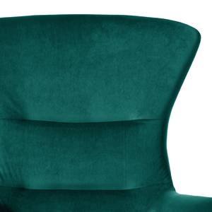 Fauteuil HEPBURN met kruisvoet fluweel - Velours Shyla: Petrolblauw - Chroomkleurig glanzend