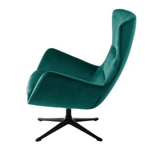 Fauteuil HEPBURN met kruisvoet fluweel - Velours Shyla: Petrolblauw - Zwart