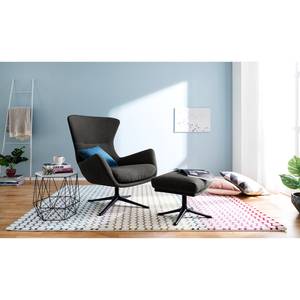 Fauteuil Hepburn III Tissu - Noir - Tissu Milan Anthracite - Tissu Milan : Anthracite - Noir