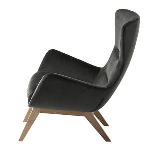 Fauteuil Hepburn I fluweel - Velours Shyla: Rookgroen - Lichte eikenhouten