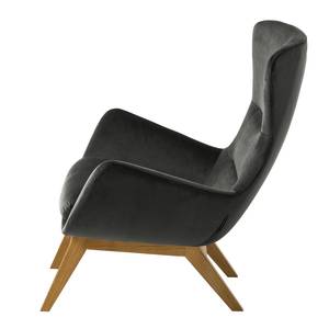 Fauteuil Hepburn I fluweel - Velours Shyla: Rookgroen - Donkere eikenhout