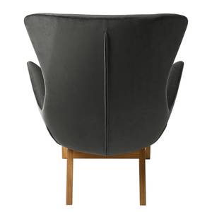 Fauteuil Hepburn I fluweel - Velours Shyla: Rookgroen - Donkere eikenhout