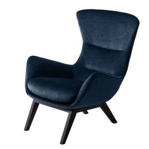 Fauteuil Hepburn I fluweel - Velours Shyla: Donkerblauw - Zwart