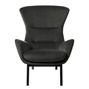 Fauteuil Hepburn I fluweel - Velours Shyla: Rookgroen - Zwart