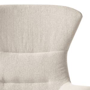 Fauteuil Hepburn I geweven stof/echt leer - Beige/Cognackleurig - Zwart