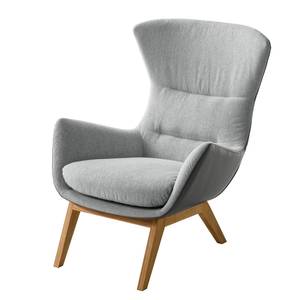 Fauteuil Hepburn I Tissu / Cuir véritable - Chêne - Gris clair / Gris - Gris clair / Gris - Chêne foncé