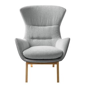 Fauteuil Hepburn I Tissu / Cuir véritable - Chêne - Gris clair / Gris - Gris clair / Gris - Chêne foncé