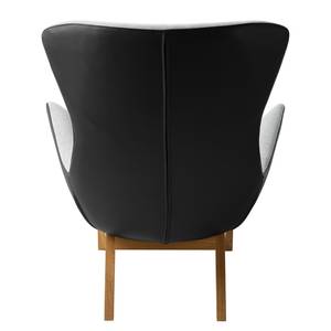 Fauteuil Hepburn I Tissu / Cuir véritable - Chêne foncé