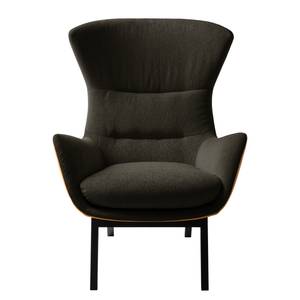 Fauteuil Hepburn I Tissu / Cuir véritable - Noir - Marron-noir / Cognac - Noir