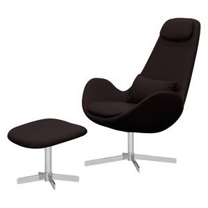 Fauteuil Houston I echt leer Echt leer Neka: Donkerbruin - Chrome