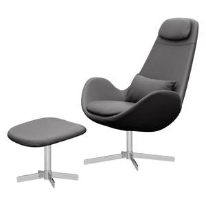 Fauteuil Houston I Cuir véritable Cuir véritable Neka : Gris - Chrome