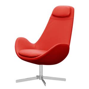 Fauteuil Houston I Cuir véritable Cuir véritable Neka : Rouge - Chrome