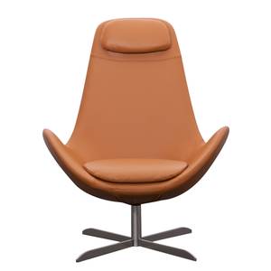 Fauteuil Houston I Cuir véritable Cuir véritable Neka : Cognac - Acier inoxydable