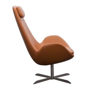 Fauteuil Houston I Cuir véritable Cuir véritable Neka : Cognac - Acier inoxydable