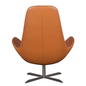 Fauteuil Houston I Cuir véritable Cuir véritable Neka : Cognac - Acier inoxydable