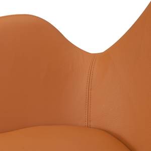 Fauteuil Houston I Cuir véritable Cuir véritable Neka : Cognac - Acier inoxydable