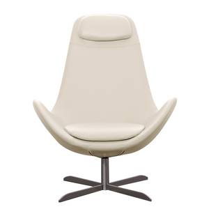 Fauteuil Houston I Cuir véritable Cuir véritable Neka : Crème - Acier inoxydable