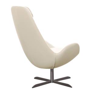 Fauteuil Houston I Cuir véritable Cuir véritable Neka : Crème - Acier inoxydable