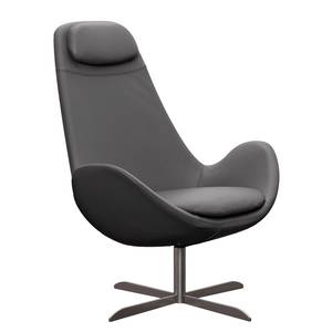 Fauteuil Houston I Cuir véritable Cuir véritable Neka : Gris - Acier inoxydable