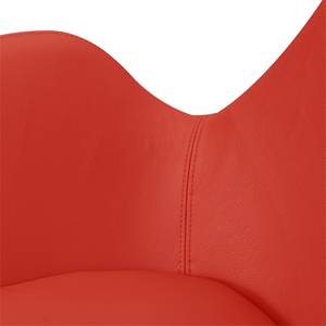 Fauteuil Houston I Cuir véritable Cuir véritable Neka : Rouge - Acier inoxydable