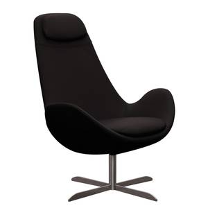 Fauteuil Houston I Cuir véritable Cuir véritable Neka : Noir - Acier inoxydable