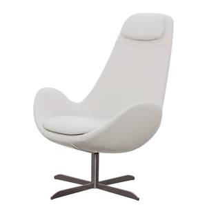 Fauteuil Houston I Cuir véritable Cuir véritable Neka : Blanc - Acier inoxydable