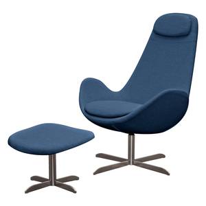 Fauteuil Houston I geweven stof Geweven stof Anda II: Blauw - Roestvrij staal