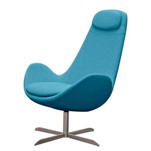 Fauteuil Houston I geweven stof Geweven stof Anda II: Turquoise - Roestvrij staal