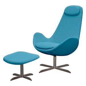 Fauteuil Houston I geweven stof Geweven stof Anda II: Turquoise - Roestvrij staal