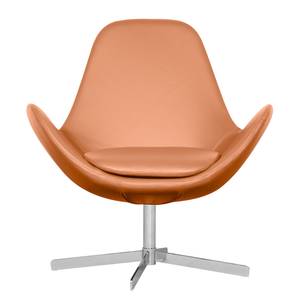 Fauteuil Houston II echt leer Echt leer Neka: Cognackleurig - Chrome