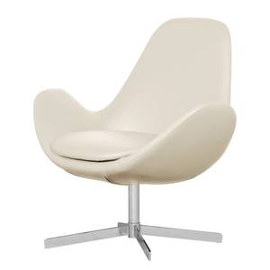 Fauteuil Houston II Cuir véritable Cuir véritable Neka : Crème - Chrome