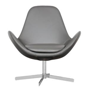 Fauteuil Houston II echt leer Echt leer Neka: Grijs - Chrome