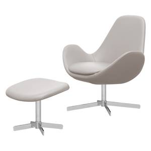 Fauteuil Houston II Cuir véritable Cuir véritable Neka : Gris clair - Chrome