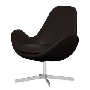 Fauteuil Houston II Cuir véritable Cuir véritable Neka : Noir - Chrome