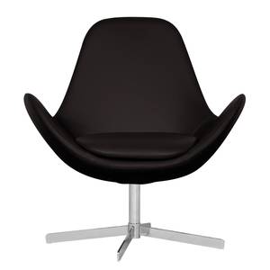 Fauteuil Houston II Cuir véritable Cuir véritable Neka : Noir - Chrome