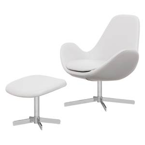 Fauteuil Houston II echt leer Echt leer Neka: Wit - Chrome