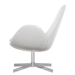 Fauteuil Houston II echt leer Echt leer Neka: Wit - Chrome