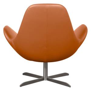 Fauteuil Houston II Cuir véritable Cuir véritable Neka : Cognac - Acier inoxydable