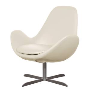 Fauteuil Houston II Cuir véritable Cuir véritable Neka : Crème - Acier inoxydable