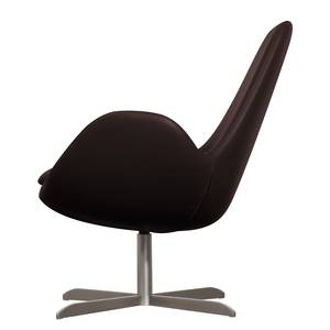 Fauteuil Houston II Cuir véritable Cuir véritable Neka : Marron foncé - Acier inoxydable