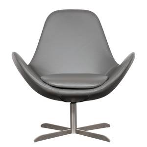 Fauteuil Houston II Cuir véritable Cuir véritable Neka : Gris - Acier inoxydable