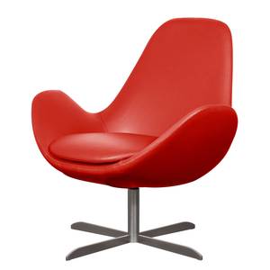 Fauteuil Houston II echt leer Echt leer Neka: Rood - Roestvrij staal